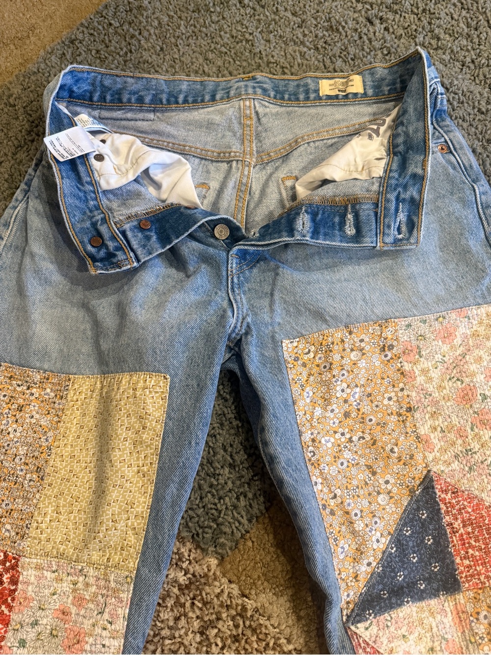 Levi's 501 150th Anniversary 90s Patchwork Jeans Road Tripping | Size 27 x 32 - Picture 7 of 12